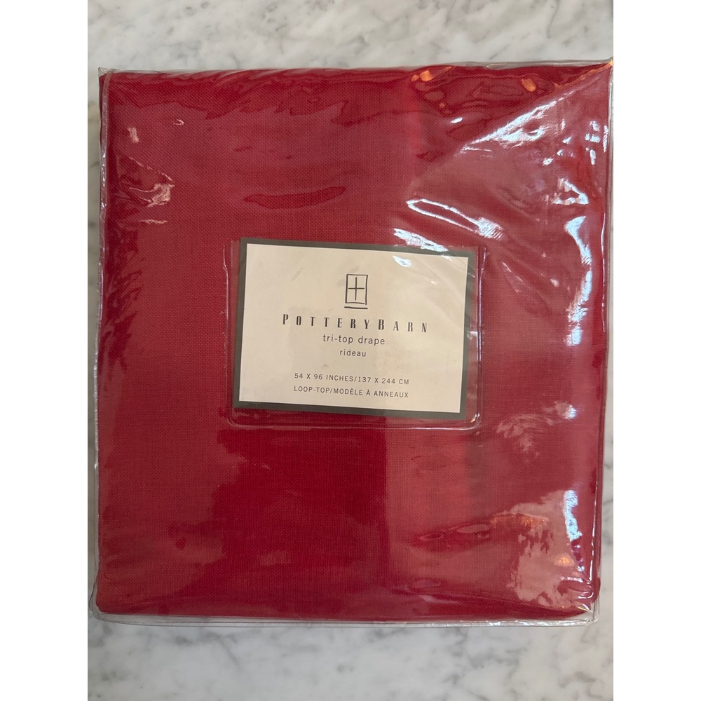 Pottery Barn Red Tri-Top Drape 54x96 Linen Cotton Blend Loop Top Single Panel
